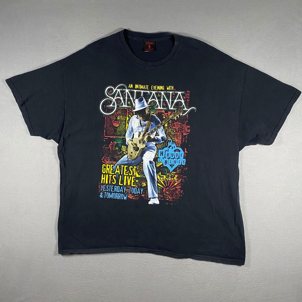 Vintage Santana T-Shirt 3XL Black Greatest Hits Live House of Blues